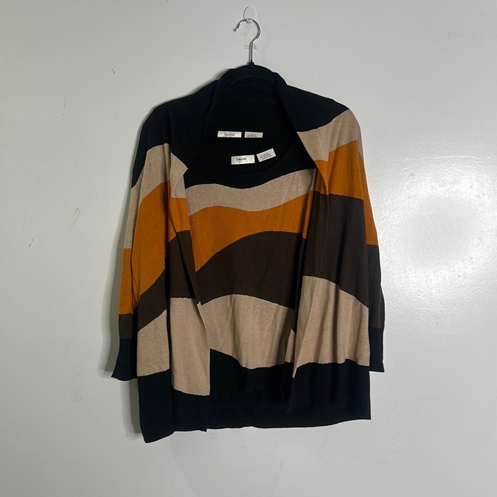 Neiman Marcus silk linen blend two piece sweater cardigan size L
